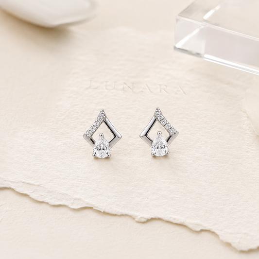 CRYSTAL VEE EARRINGS STUDS